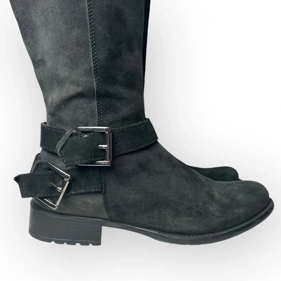 Clarks Plaza Steer Tall Boots in Black Suede Sz 6 - Picture 6 of 9